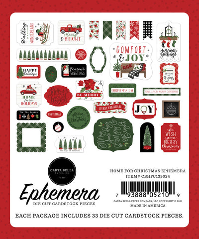 Home For Christmas Ephemera Die Cut Cardstock Pack includes 33 different die-cut shapes ready to embellish any project.