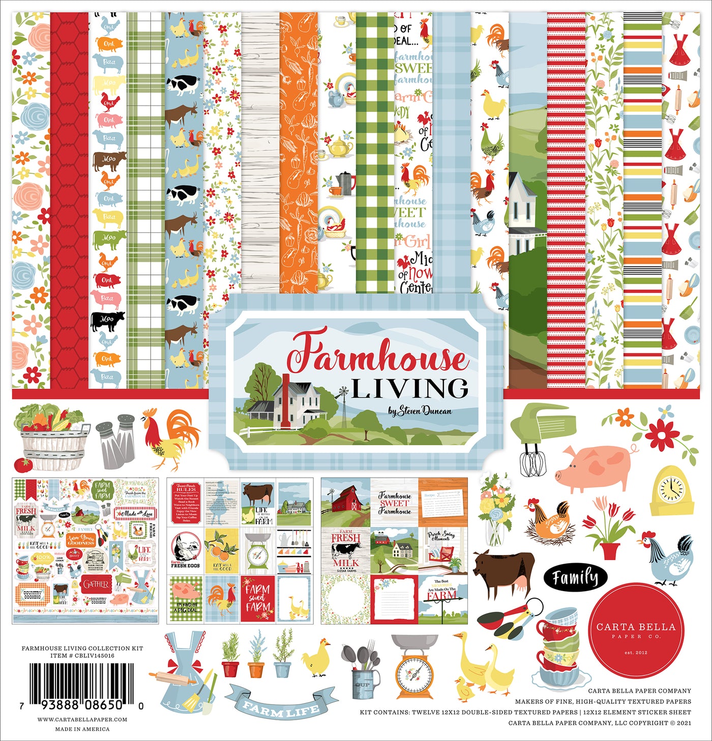 Collection Kit for paper crafts includes 12 double-sided papers to celebrate the good home life. Matching sticker elements sheet included. 80 lb felt cover cardstock