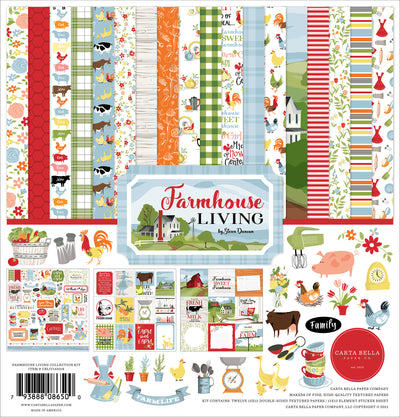 Collection Kit for paper crafts includes 12 double-sided papers to celebrate the good home life. Matching sticker elements sheet included. 80 lb felt cover cardstock