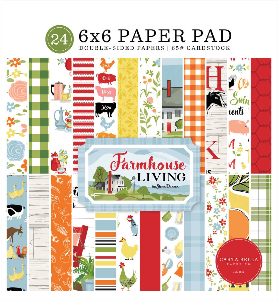 Cute papers convey images of the farm, home, and kitchen. Fun color combinations!