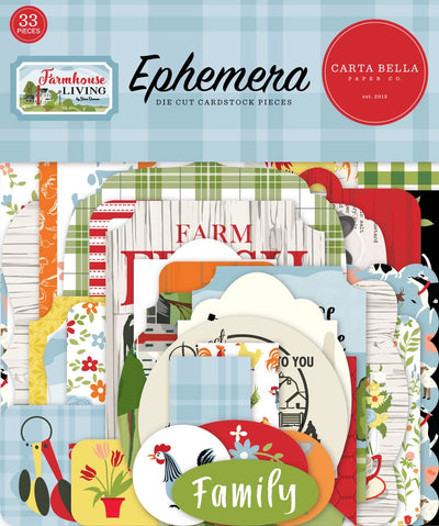 Farmhouse Living Ephemera Die Cut Cardstock Pack includes 33 different die-cut shapes ready to embellish any project.