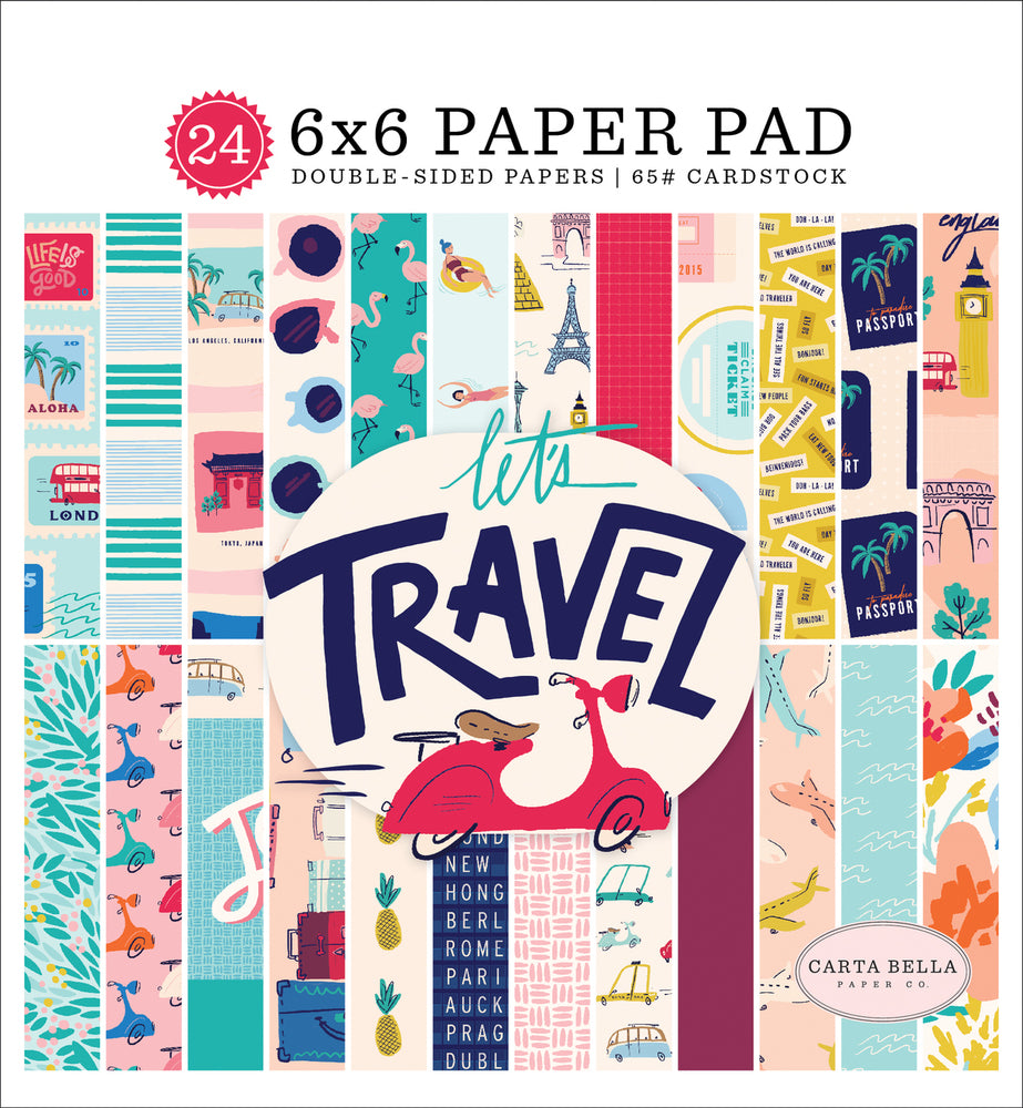 LET'S TRAVEL 6x6 cardstock pad with 24 double-sided pages from Carta Bella Paper Co.