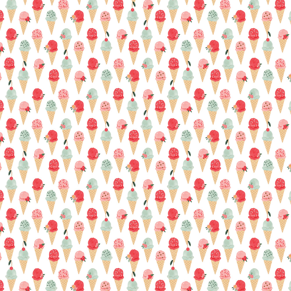 ICE CREAM CONES - 12x12 Double-Sided Patterned Paper - Carta Bella