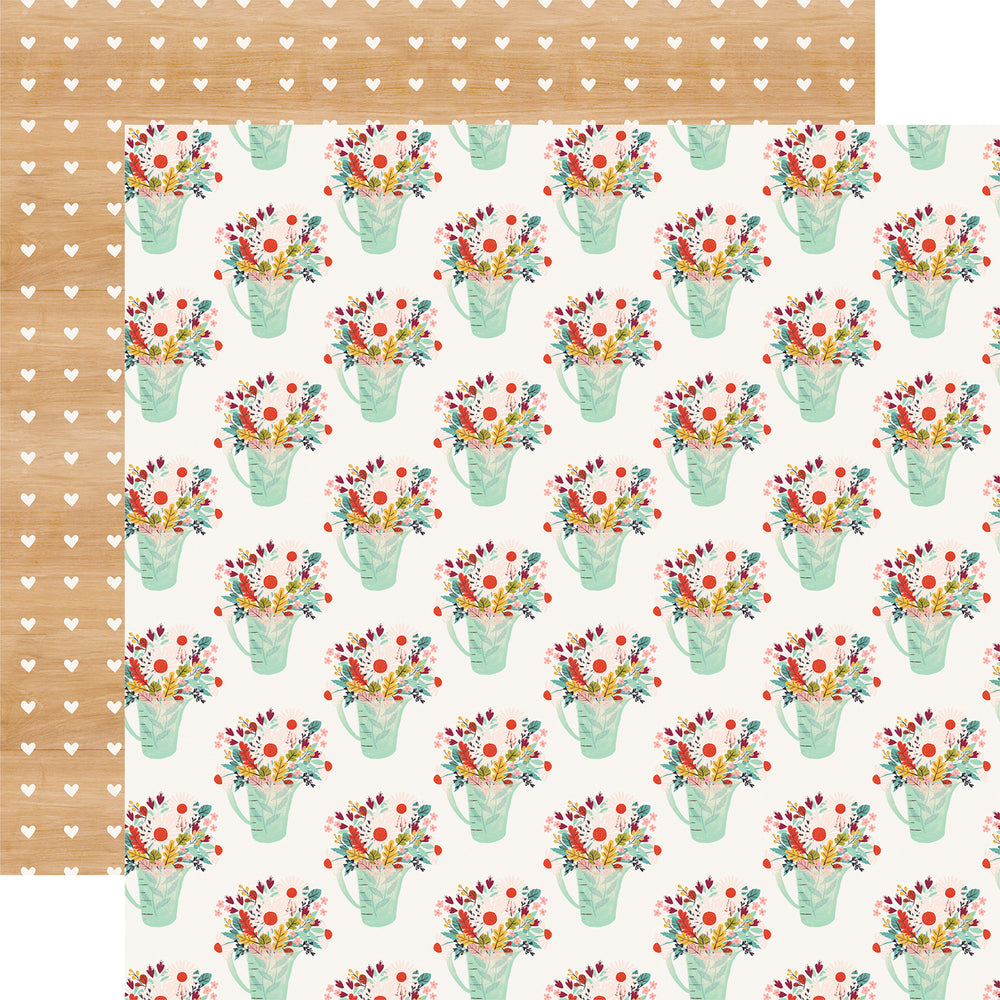 FLOWER POTS double-sided 12x12 patterned cardstock from Echo Park Paper Co.
