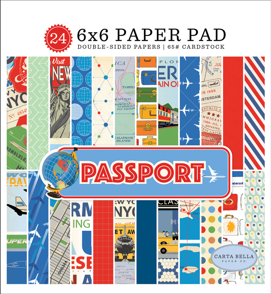 PASSPORT 6x6 cardstock pad with 24 double-sided pages from Carta Bella Paper Co.
