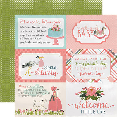 12x12 double-sided cardstock with 4x6 journaling cards for new baby girl - Carta Bella Paper