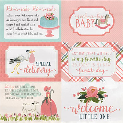 12x12 cardstock featuring 4x6 journaling cards for new baby girl 