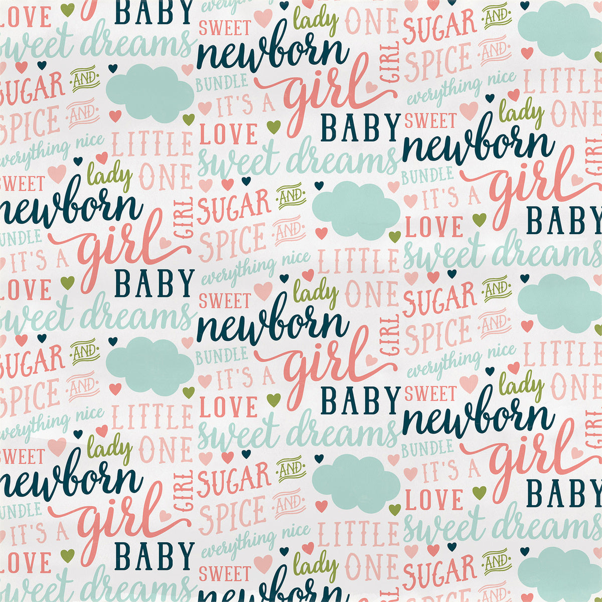 12x12 cardstock with baby girl words and phrases