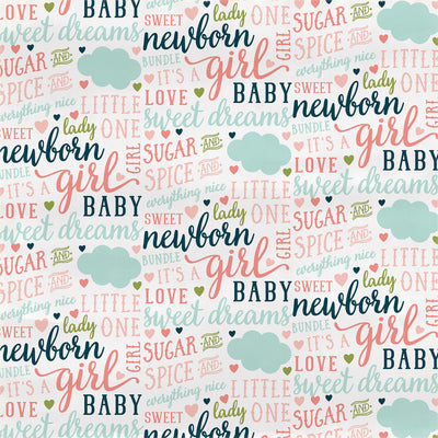 12x12 cardstock with baby girl words and phrases