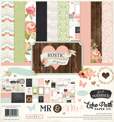 Rustic Elegance 12x12 collection kit with element sticker from Echo Park