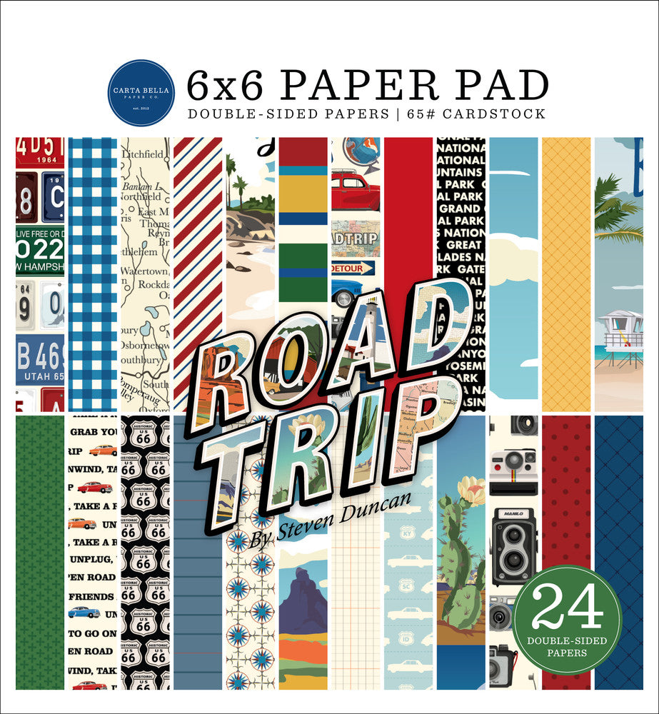 Versatile 6x6 pad with 24 double-sided sheets. Great for card making and pages. Tell the story of your trips away from home. From Carta Bella Paper Co.
