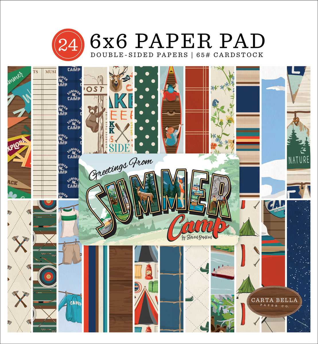 Summer Camp - 6x6 paper pad with 24 double-sided sheets - Carta Bella Paper
