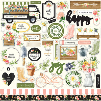 12x12 Element Sticker Sheet for SPRING MARKET Collection Kit by Carta Bella Paper Co.