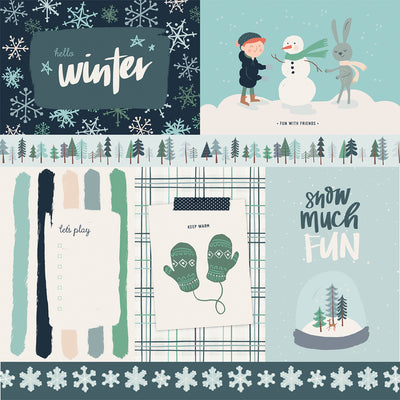 SNOW MUCH FUN 4X6 JOURNALING CARDS - 12x12 Patterned Cardstock - Carta Bella