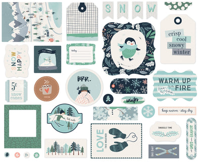 Snow Much Fun Ephemera Die Cut Cardstock Pack. Pack includes 33 different die-cut shapes ready to embellish any project. Package size is 4.5" x 5.25"