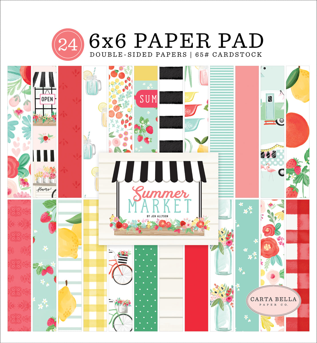 Summer Market - 6x6 paper pad with 24 double-sided sheets - Carta Bella Paper