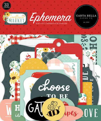 Sunflower Market Ephemera Die Cut Cardstock Pack includes 33 different die-cut shapes ready to embellish any project.