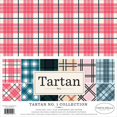 TARTAN No. 1 Collection Kit - 12 double-sided cardstock sheets with 6 Tartan patterns - Carta Bella Paper Co.