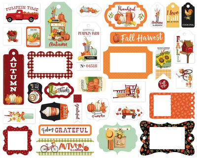 Welcome Autumn Frames & Tags Die Cut Cardstock Pack includes 33 different die-cut shapes ready to embellish any project.