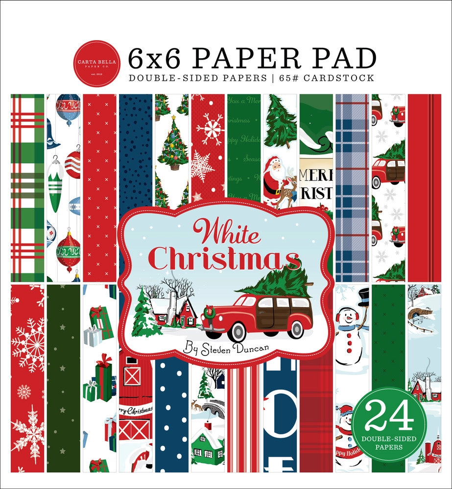 You'll love this 24-sheet pad from Carta Bella. All the White Christmas Collection papers are scaled down to a convenient 6x6 size for your DIY cards and other seasonal paper crafts.