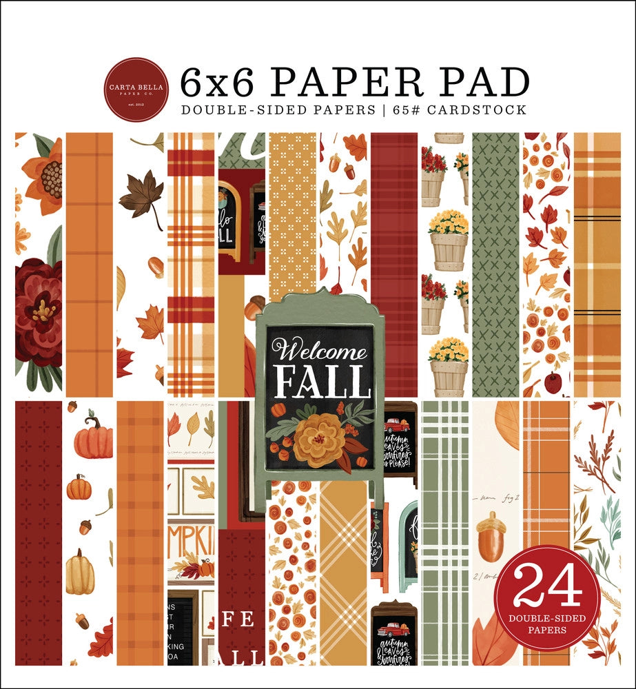 Evoke autumn charm and nostalgia with this 24-sheet pad from Carta Bella. Incorporate images like fall leaves, flowers, and cozy plaids. Images are scaled down to use with your DIY cards and other seasonal paper crafts.