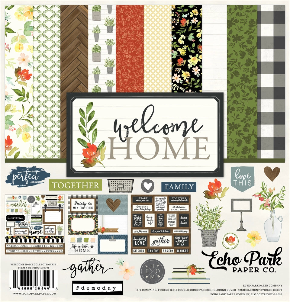 Welcome Home Kit. Twelve 12x12 Double-Sided Textured Papers, Including Cover Includes 12x12 Element Sticker Sheet