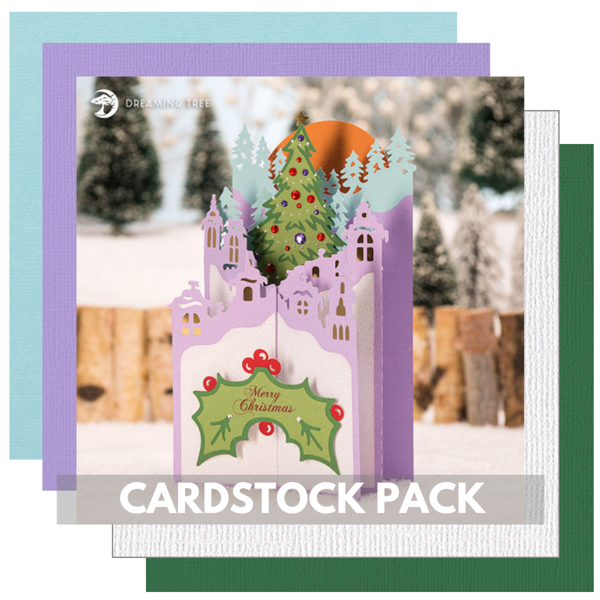 DREAMING TREE CHRISTMAS VILLAGE CASCADE CARD KIT 13 Sheets 12x12 C