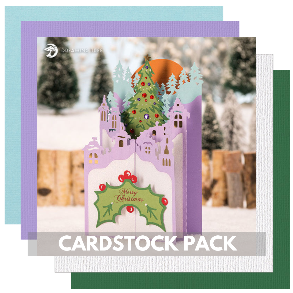 handmade Christmas card kit featuring files from Dreaming Tree