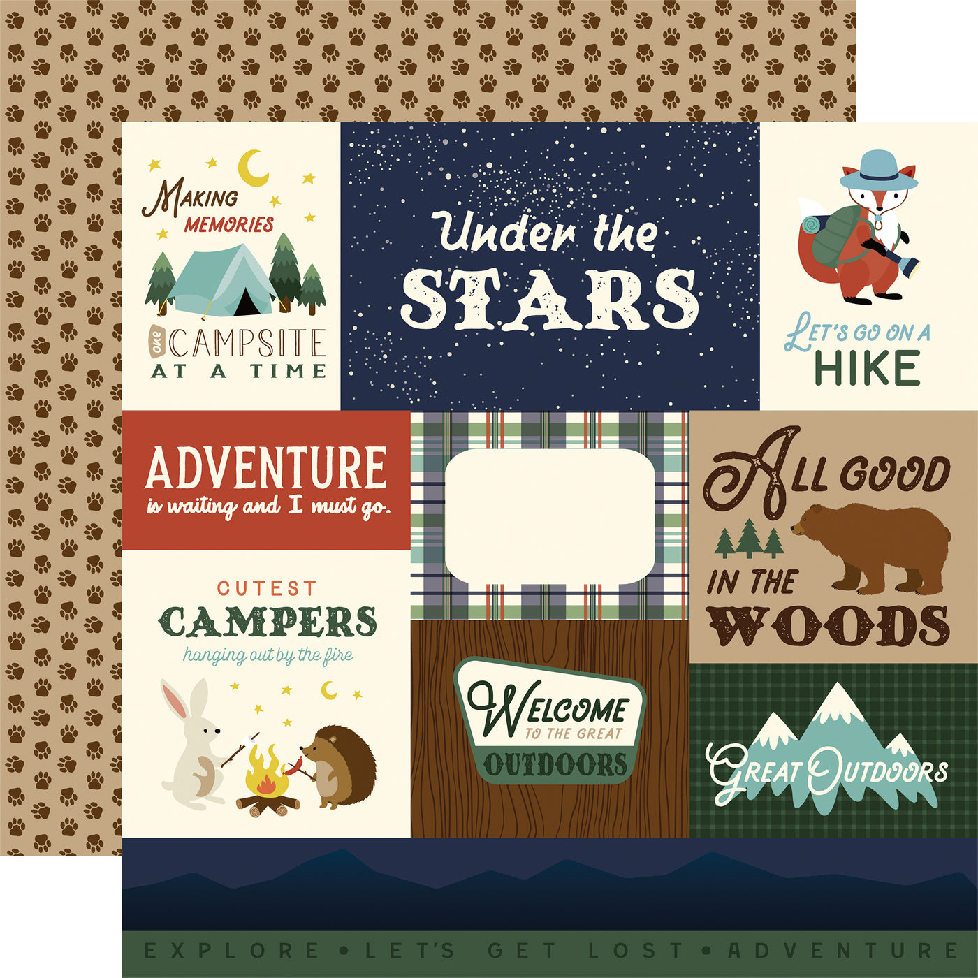 CALL OF THE WILD 12x12 Element Stickers Echo Park Camping Scrapbook