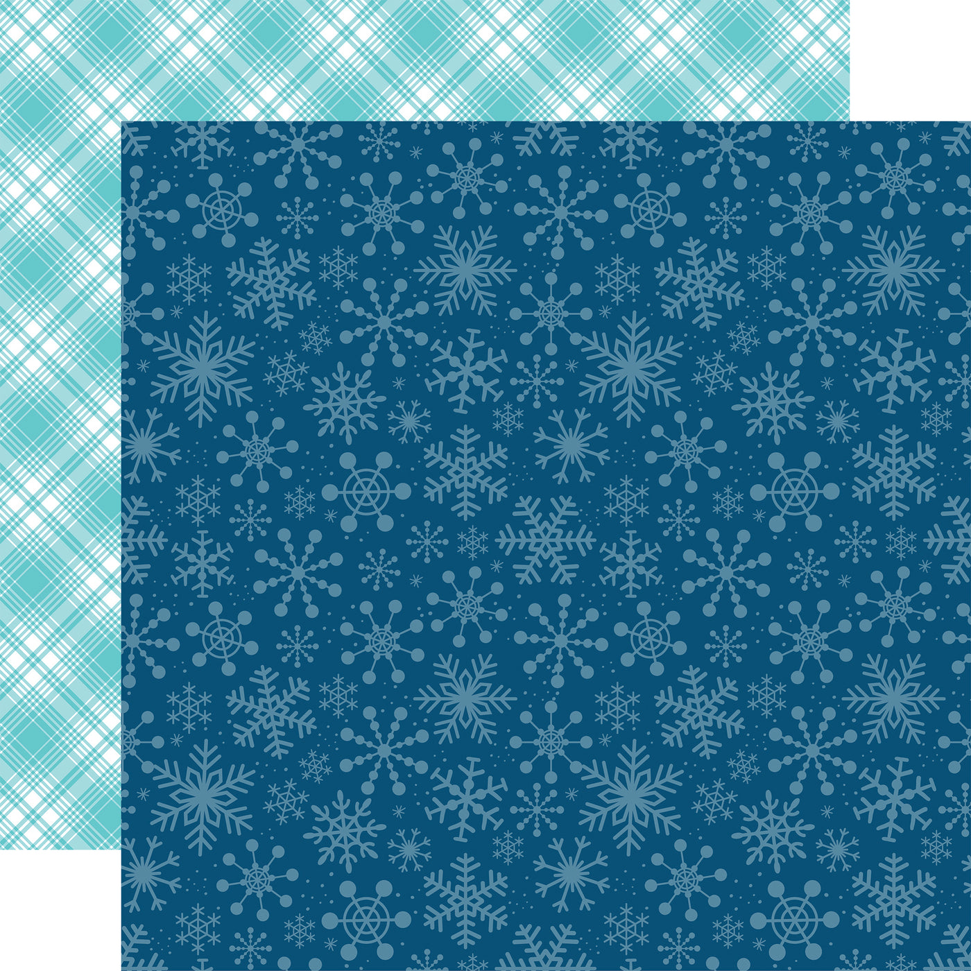 Multi-Colored (Side A - blue snowflakes on a navy blue background, Side B - sky blue plaid on a white background)