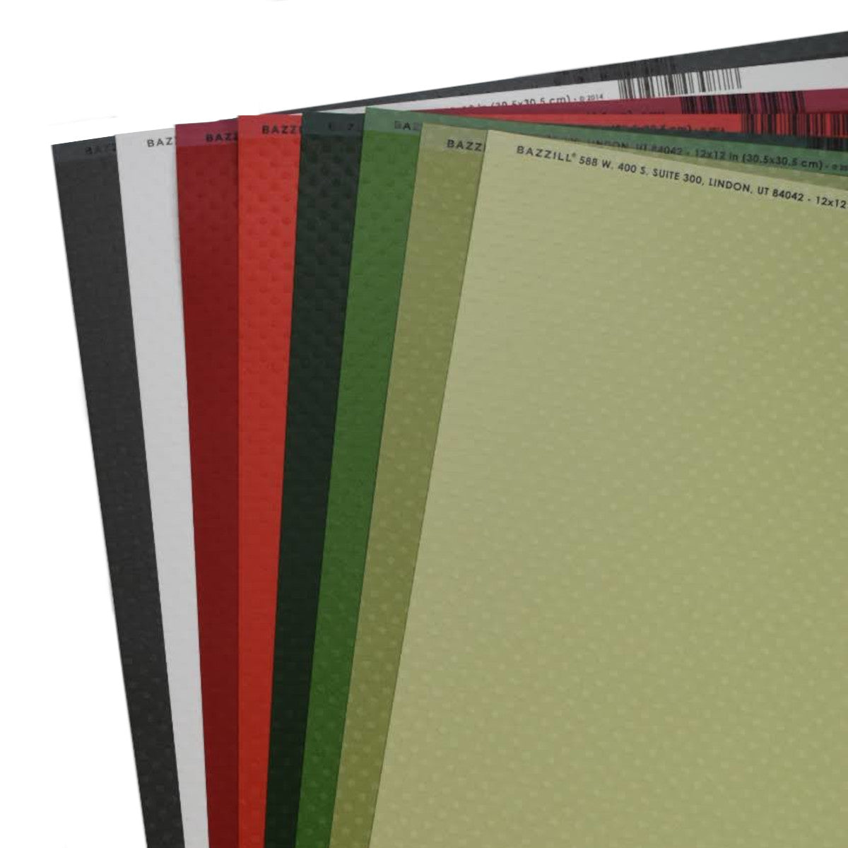 Curated set of eight Christmas colors of Bazzill Dotted Swiss 12x12 cardstock