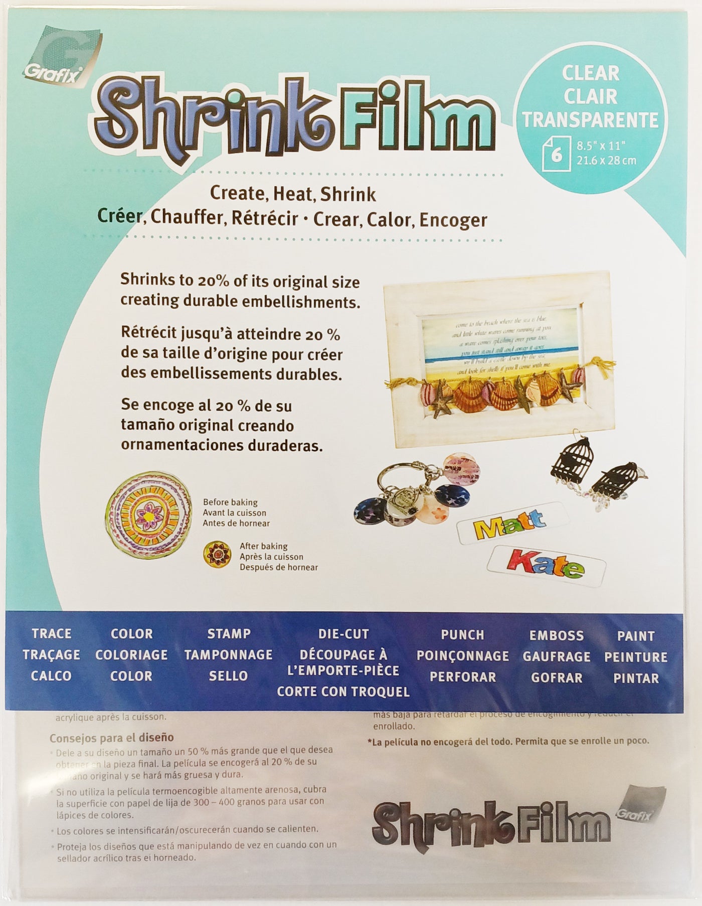 Grafix - Shrink Plastic CLEAR (8.5x11 - 6 sheets)