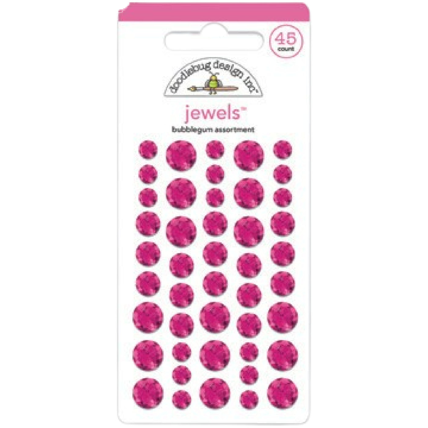 45 dark pink, or taffy, rhinestone stickers in three sizes