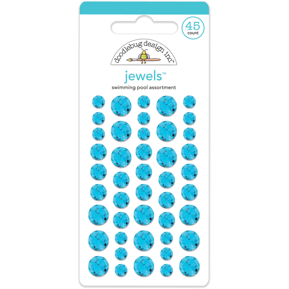 45 aqua blue rhinestone stickers in three sizes