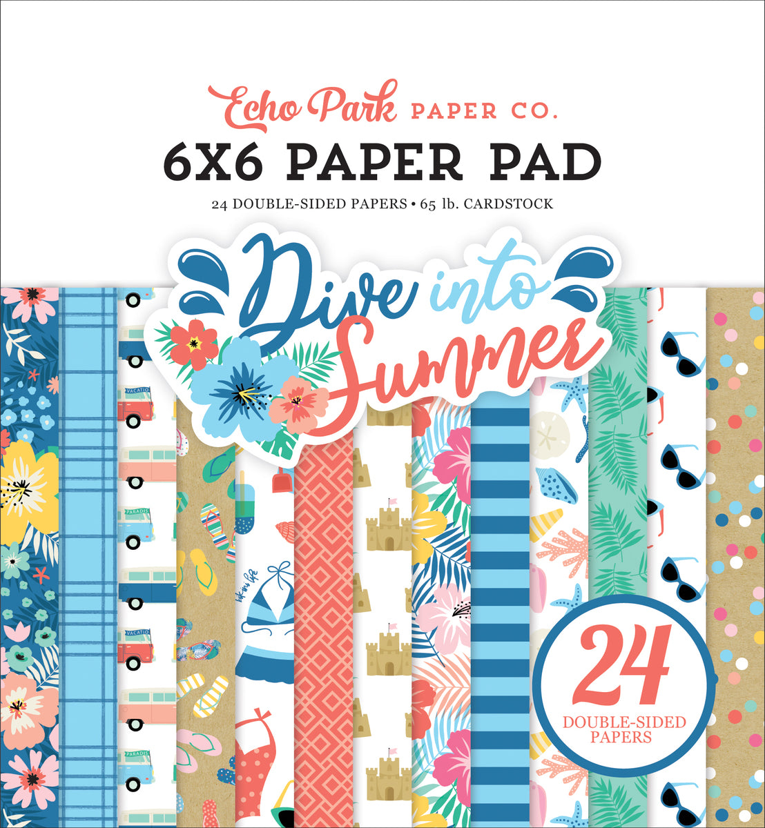 Dive Into Summer - 6x6 paper pad with 24 double-sided sheets - Echo Park Paper