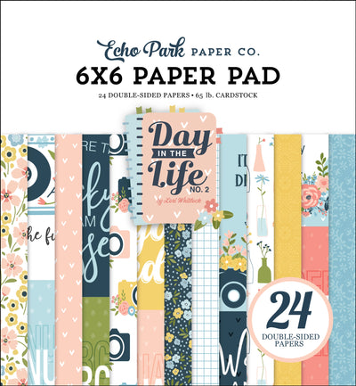 Tell your unique story with this 6x6 pad with 24 double-sided pages for cards and paper crafting. Printed pad coordinates with Day In The Life Collection Kit by Echo Park Paper.