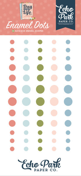 60 Enamel Dots in five soft pastel colors, three sizes, adhesive back, designed for your springtime paper crafts - Echo Park Paper Co.