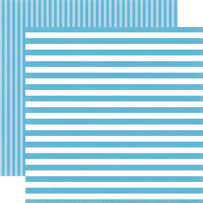Color - POOLSIDE STRIPE (blue, light blue, aqua blue, baby blue) Double-sided Sheet