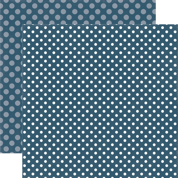 WINTER BLAST DOT double-sided cardstock with white, blue and gray geometric dot patterns by Echo Park Paper Co.