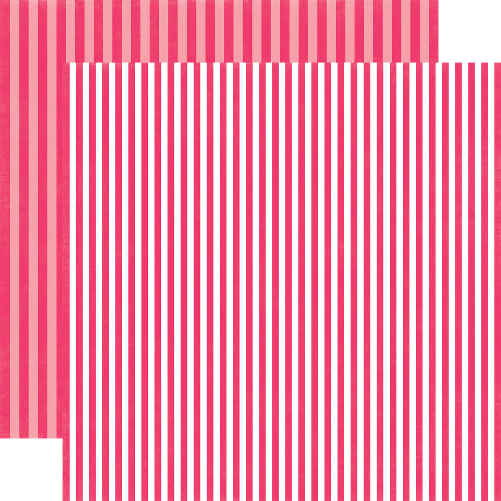 PINK PUNCH STRIPE cardstock from Dots & Stripes Collection by Echo Park Paper Co.