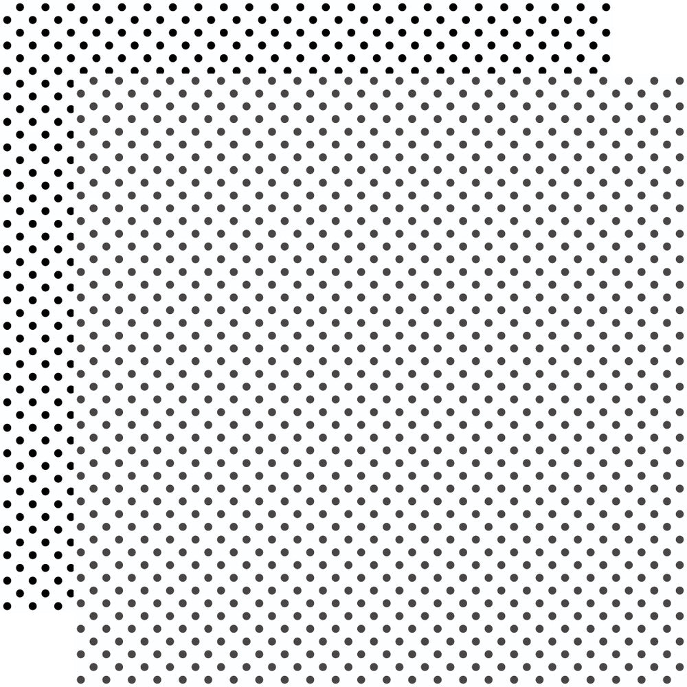 Double-sided 12x12 cardstock sheets - White with little black polka-dots, white with little black polka-dots reverse. 65 lb. smooth cardstock. -Echo Park