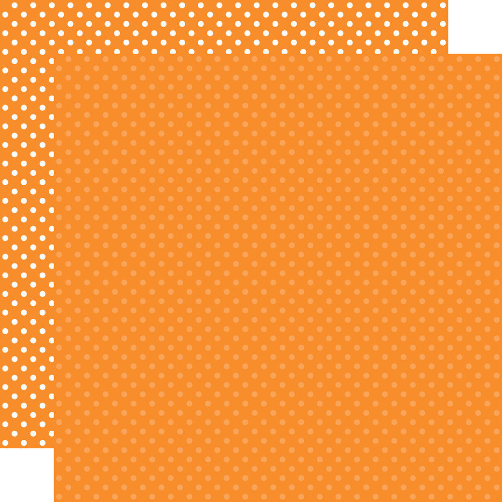 Double-sided 12x12 cardstock sheets - orange with little white polka-dots, orange with little light orange polka-dots reverse. 65 lb. smooth cardstock. -Echo Park