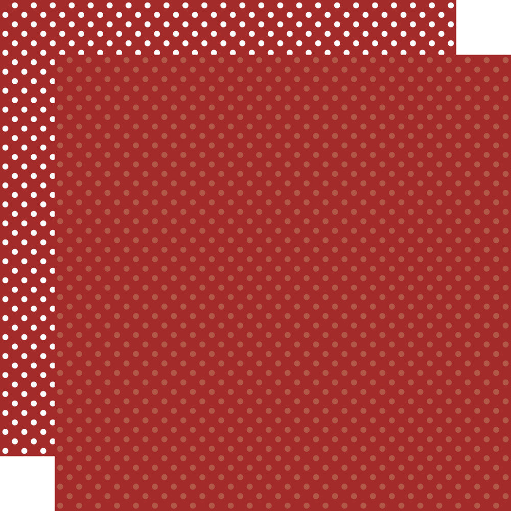 Double-sided 12x12 cardstock sheets - burgundy with little white polka-dots, burgundy with little light burgundy polka-dots reverse. 65 lb. smooth cardstock. -Echo Park