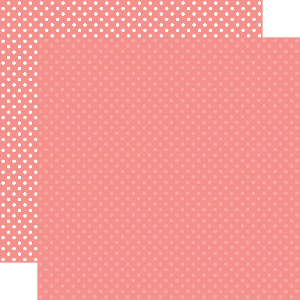 Double-sided 12x12 cardstock sheets - salmon pink with little white polka-dots, salmon pink with little pink polka-dots reverse. 65 lb. smooth cardstock. -Echo Park