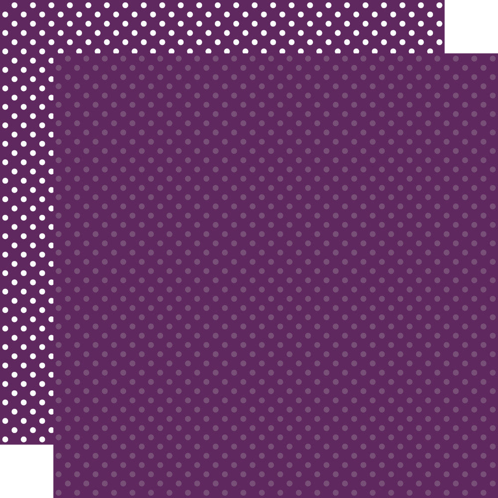 Double-sided 12x12 cardstock sheets - purple with little white polka-dots, purple with little light purple polka-dots reverse. 65 lb. smooth cardstock. -Echo Park