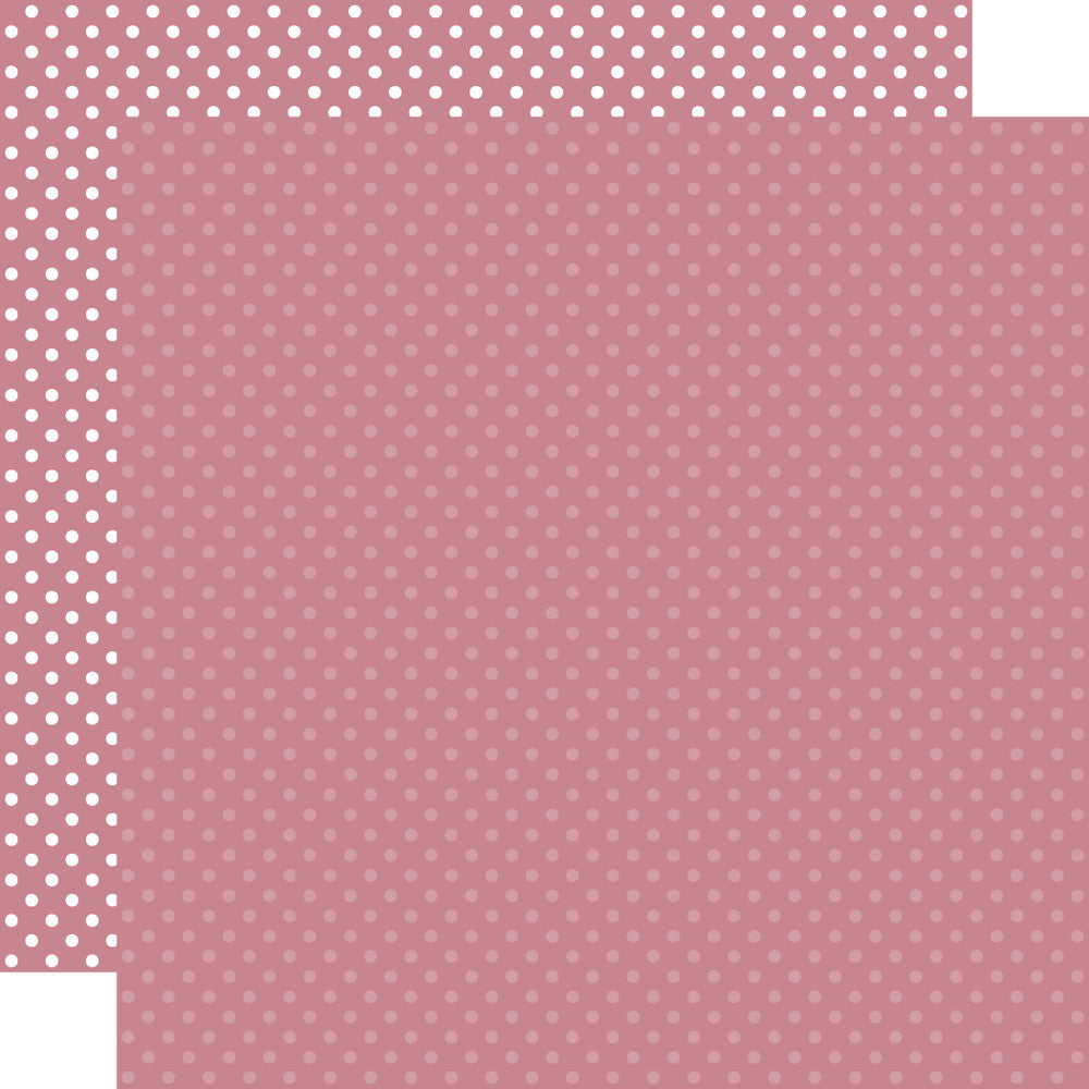 Double-sided 12x12 cardstock sheets - Mauve with little white polka-dots, mauve with little light mauve polka-dots reverse. 65 lb. smooth cardstock. -Echo Park