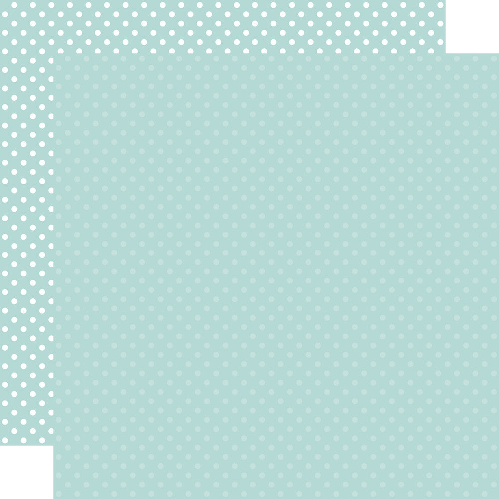 Double-sided 12x12 cardstock sheets - Mint with little white polka-dots, mint with little light mint polka-dots reverse. 65 lb. smooth cardstock. -Echo Park