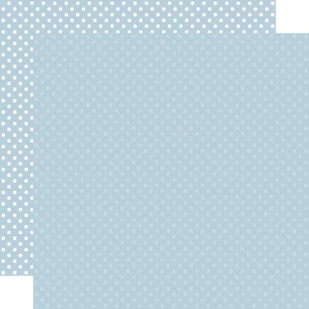 Double-sided 12x12 cardstock sheets - Sky Blue with little white polka-dots, sky blue with little light blue polka-dots reverse. 65 lb. smooth cardstock. -Echo Park