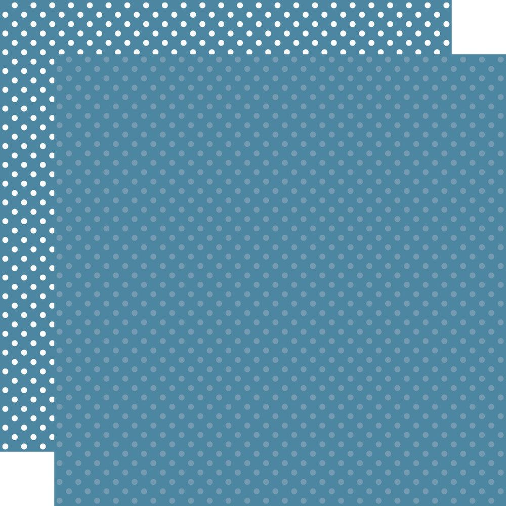 Double-sided 12x12 cardstock sheets - Medium Blue with little white polka-dots, medium blue with little blue polka-dots reverse. 65 lb. smooth cardstock. -Echo Park