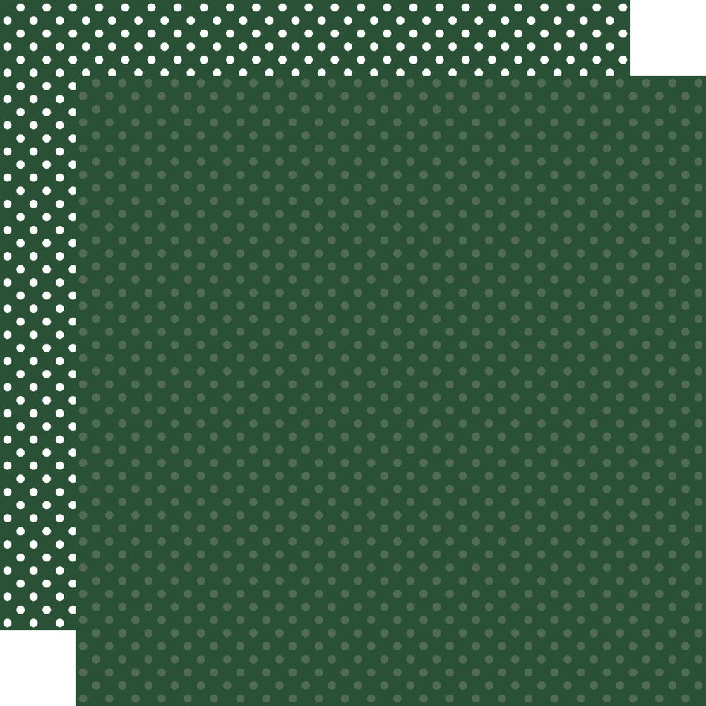Double-sided 12x12 cardstock sheets of - evergreen with little white polka-dots, evergreen with little green polka-dots reverse. 65 lb. smooth cardstock. -Echo Park